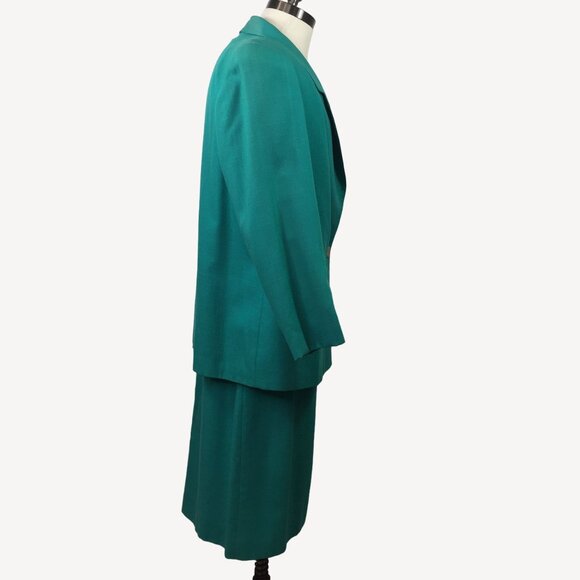Vintage Fairfax & Kent Women Suit Set Skirt Jacket Teal Blue Work Office Size 18 - Picture 5 of 16